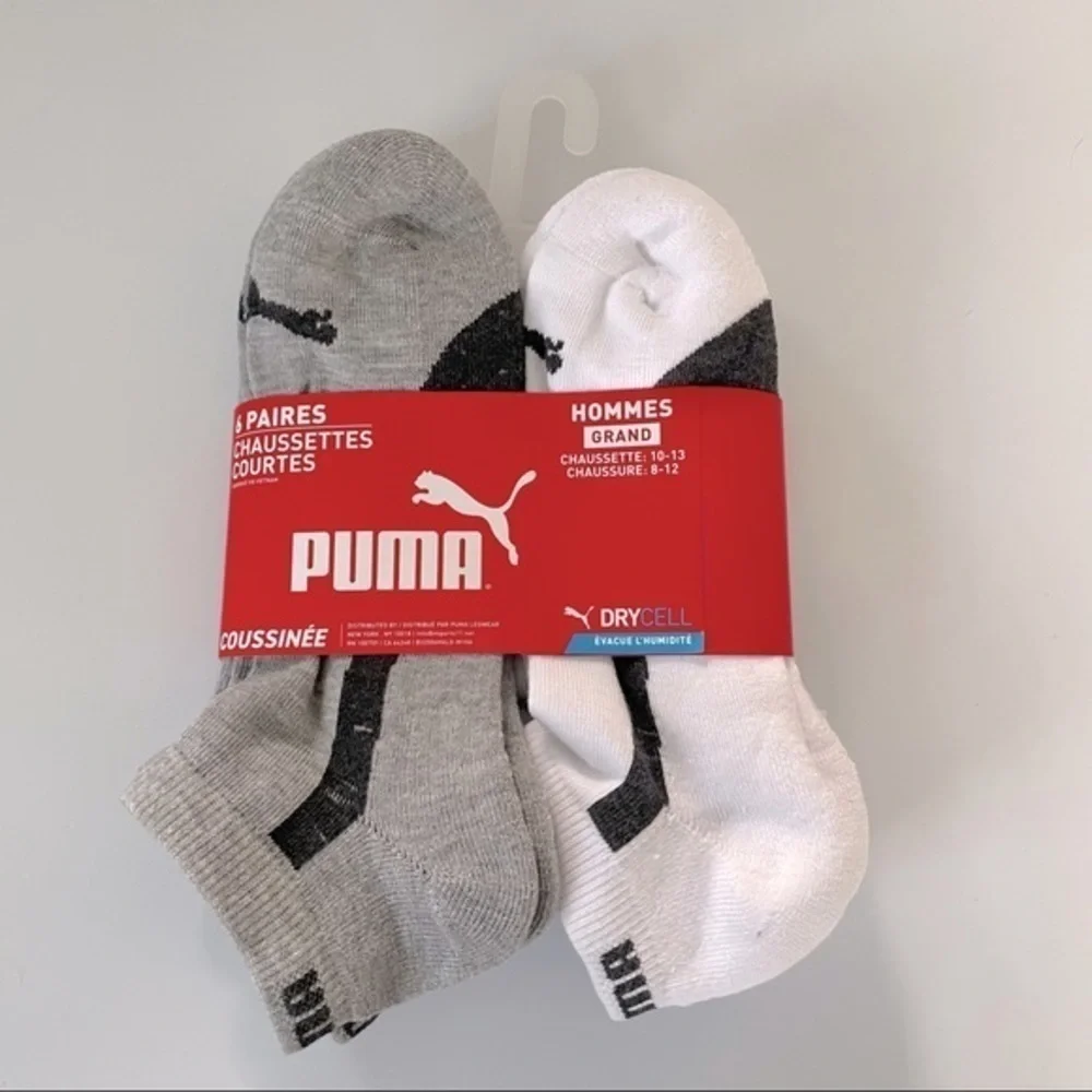 Puma men’s low cut socks 6 pack size 8-12 white black gray